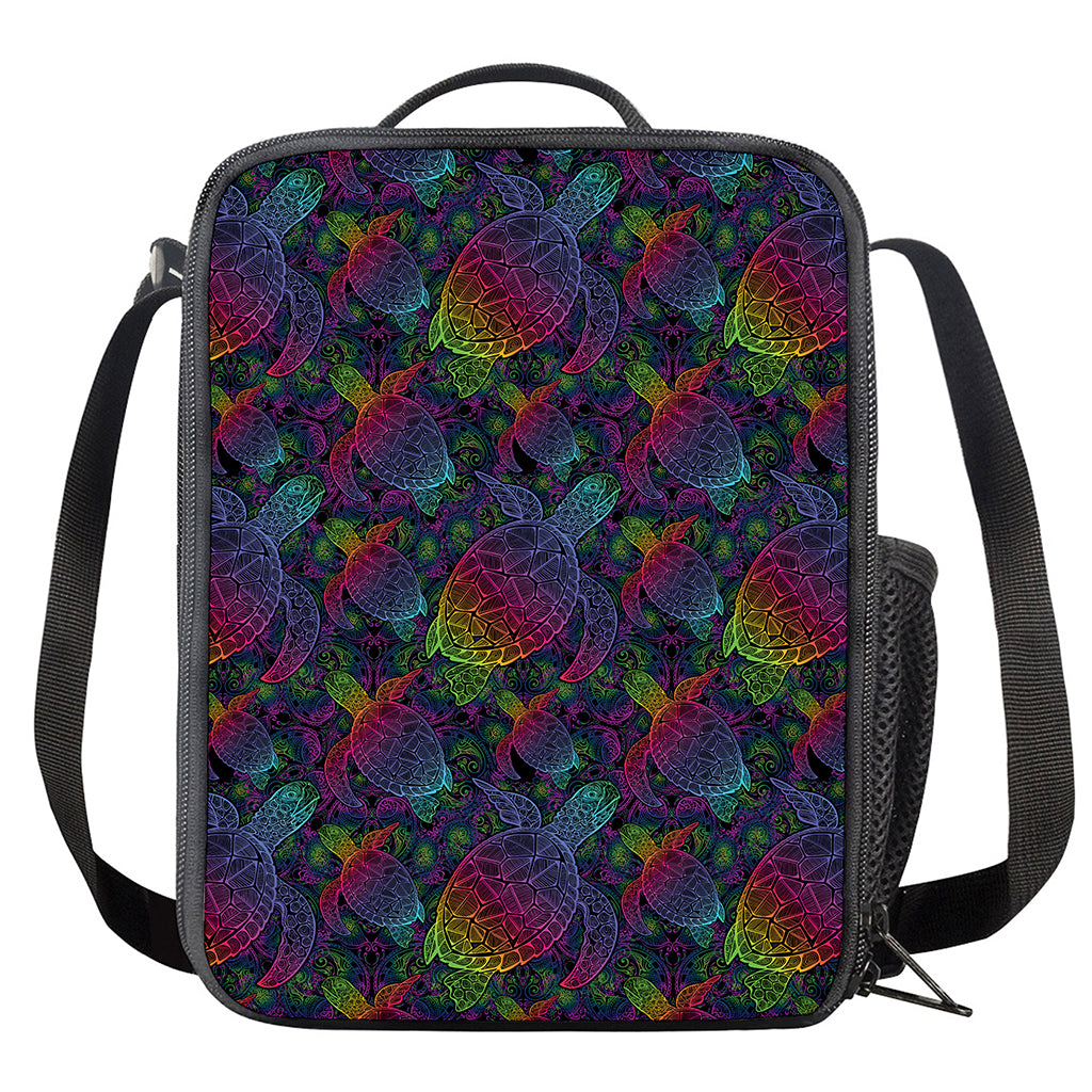 Colorful Sea Turtle Pattern Print Crossbody Lunch Bag