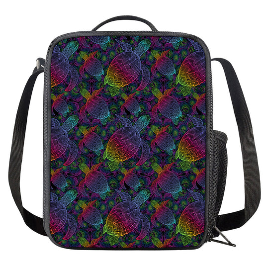Colorful Sea Turtle Pattern Print Crossbody Lunch Bag