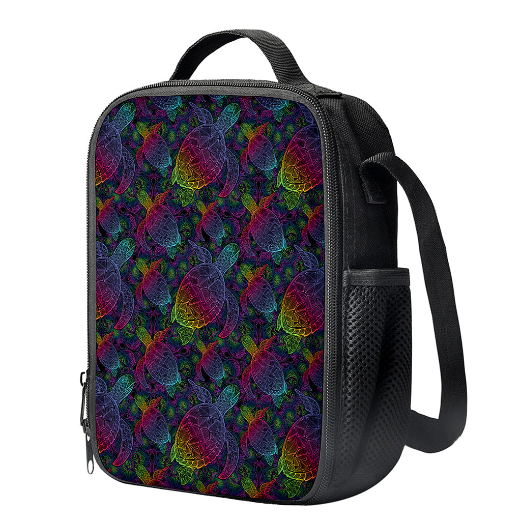 Colorful Sea Turtle Pattern Print Crossbody Lunch Bag