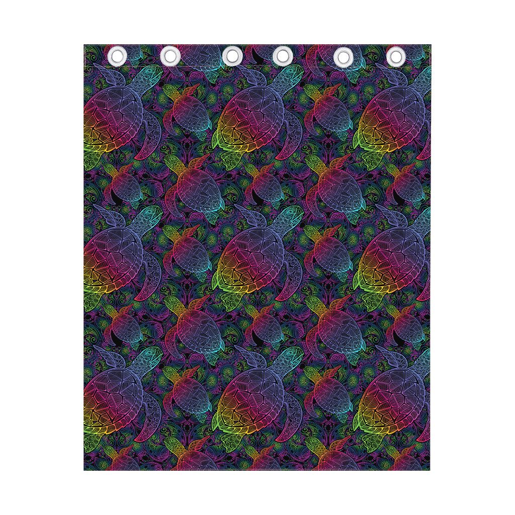 Colorful Sea Turtle Pattern Print Curtain