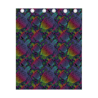 Colorful Sea Turtle Pattern Print Curtain