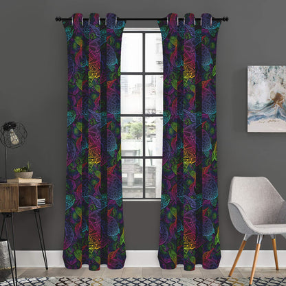 Colorful Sea Turtle Pattern Print Curtain