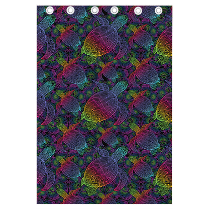 Colorful Sea Turtle Pattern Print Curtain
