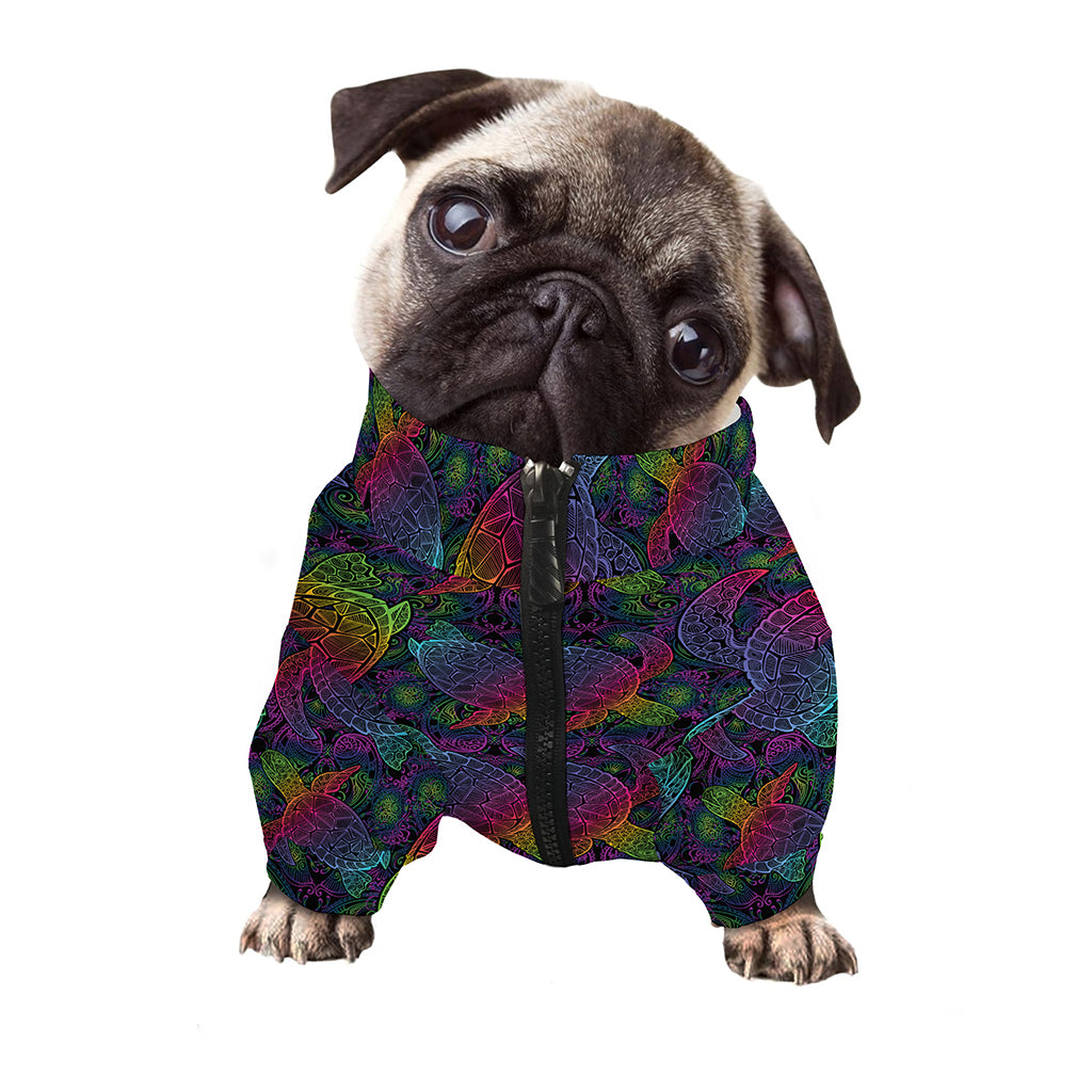 Colorful Sea Turtle Pattern Print Dog Zip Up Jacket