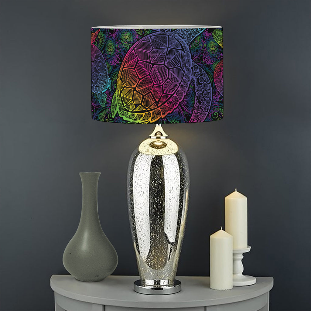 Colorful Sea Turtle Pattern Print Drum Lamp Shade