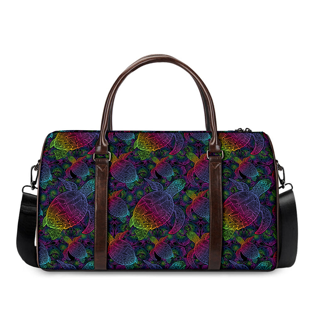 Colorful Sea Turtle Pattern Print Duffle Bag