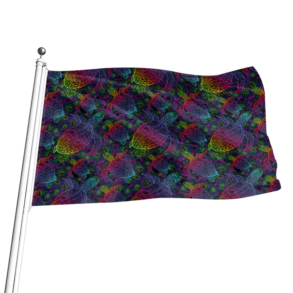 Colorful Sea Turtle Pattern Print Flag