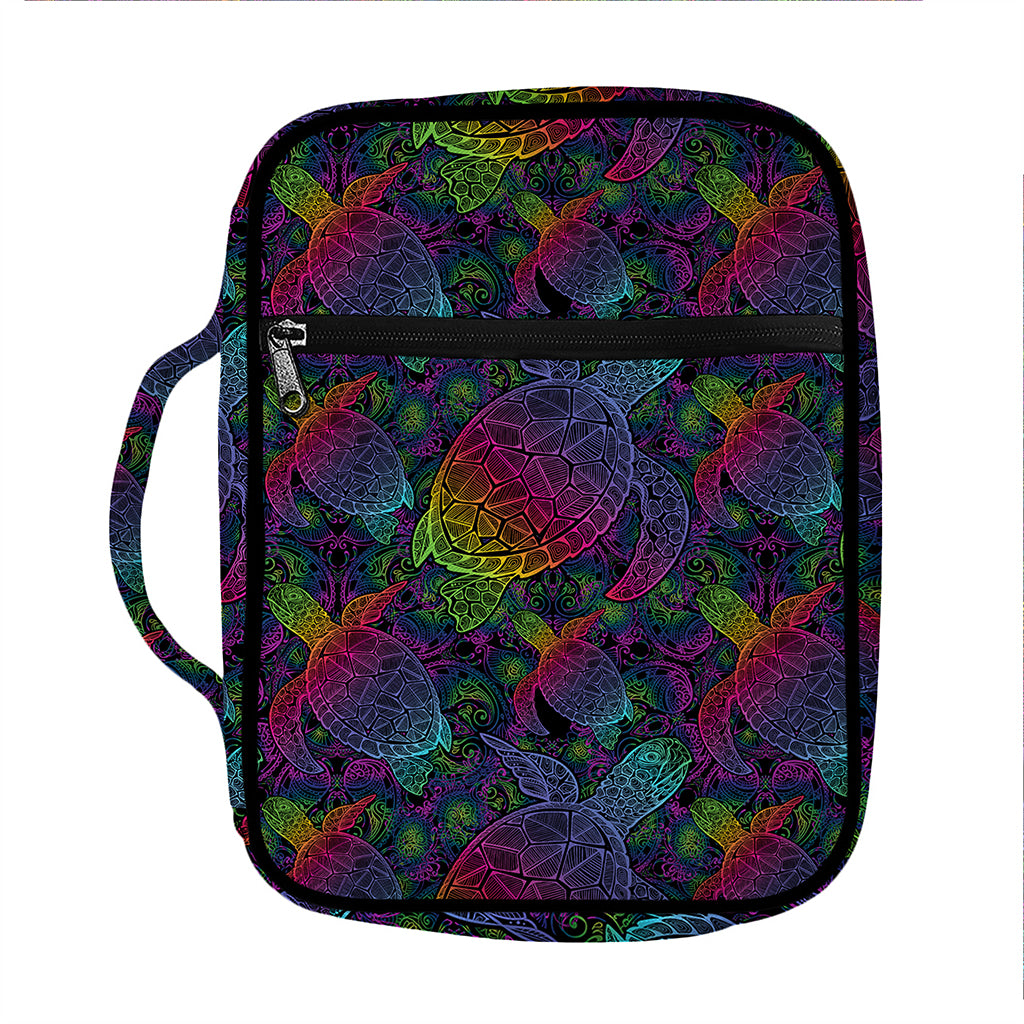 Colorful Sea Turtle Pattern Print Front Pocket Bible Bag