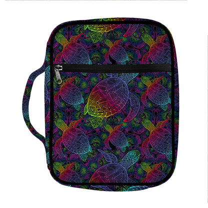 Colorful Sea Turtle Pattern Print Front Pocket Bible Bag