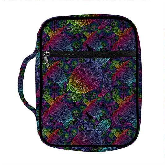 Colorful Sea Turtle Pattern Print Front Pocket Bible Bag