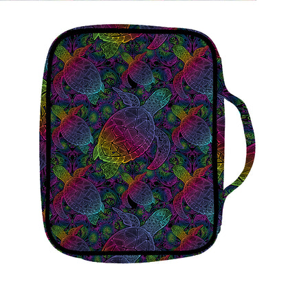 Colorful Sea Turtle Pattern Print Front Pocket Bible Bag