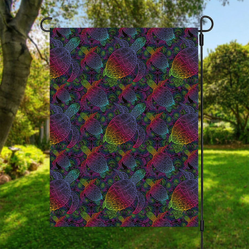 Colorful Sea Turtle Pattern Print Garden Flag