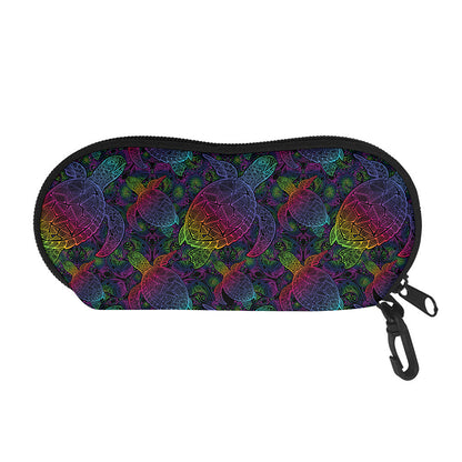 Colorful Sea Turtle Pattern Print Glasses Case