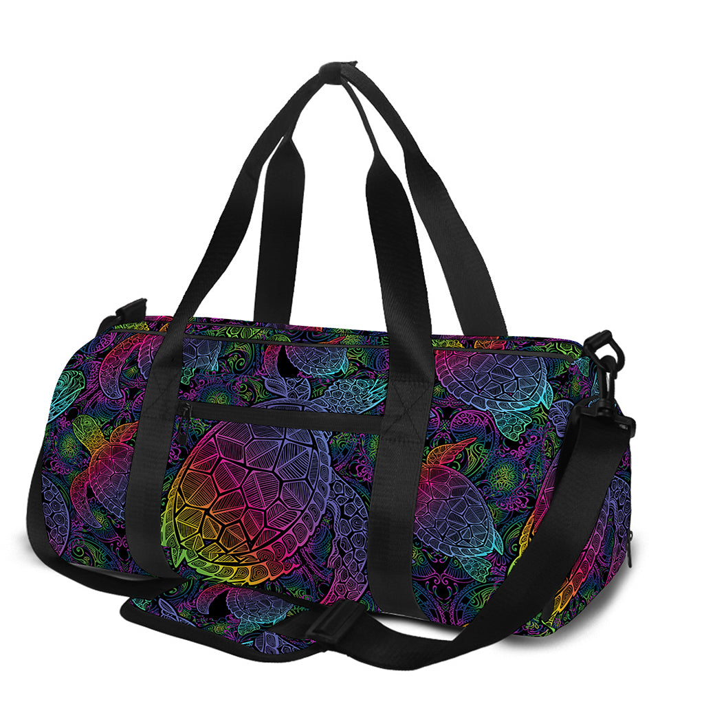 Colorful Sea Turtle Pattern Print Gym Bag