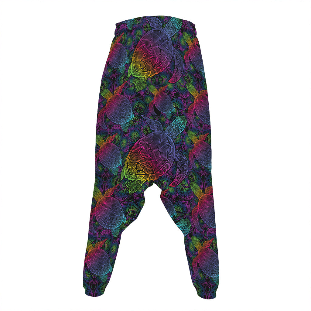 Colorful Sea Turtle Pattern Print Hammer Pants