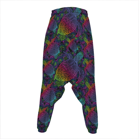 Colorful Sea Turtle Pattern Print Hammer Pants