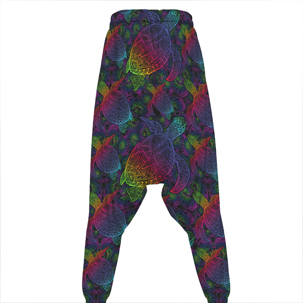Colorful Sea Turtle Pattern Print Hammer Pants