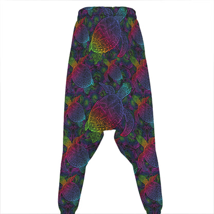 Colorful Sea Turtle Pattern Print Hammer Pants