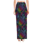 Colorful Sea Turtle Pattern Print High Slit Maxi Skirt