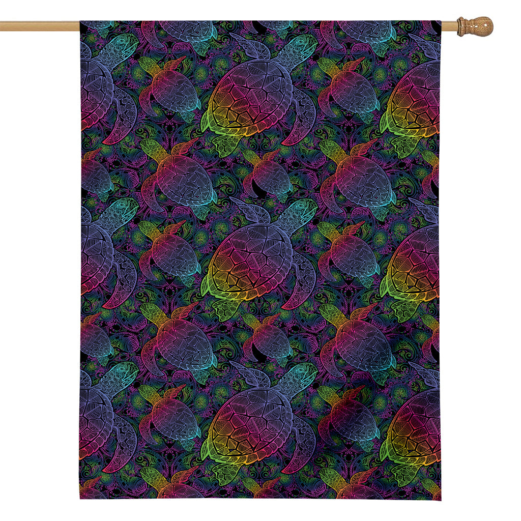 Colorful Sea Turtle Pattern Print House Flag