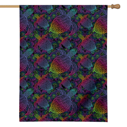 Colorful Sea Turtle Pattern Print House Flag