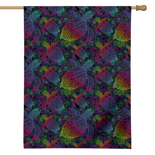 Colorful Sea Turtle Pattern Print House Flag