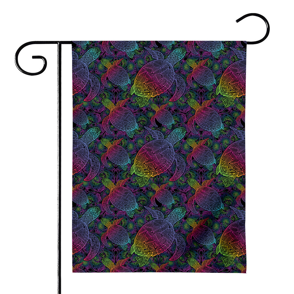 Colorful Sea Turtle Pattern Print House Flag