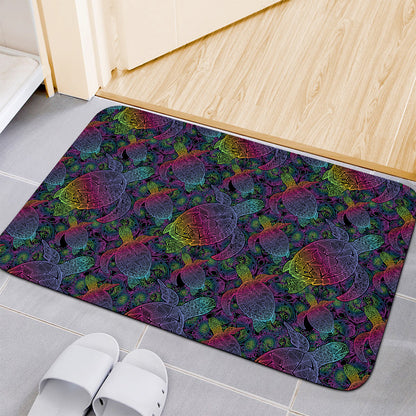 Colorful Sea Turtle Pattern Print Indoor Door Mat