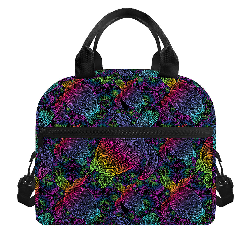 Colorful Sea Turtle Pattern Print Insulated Lunch Bag