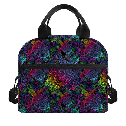 Colorful Sea Turtle Pattern Print Insulated Lunch Bag