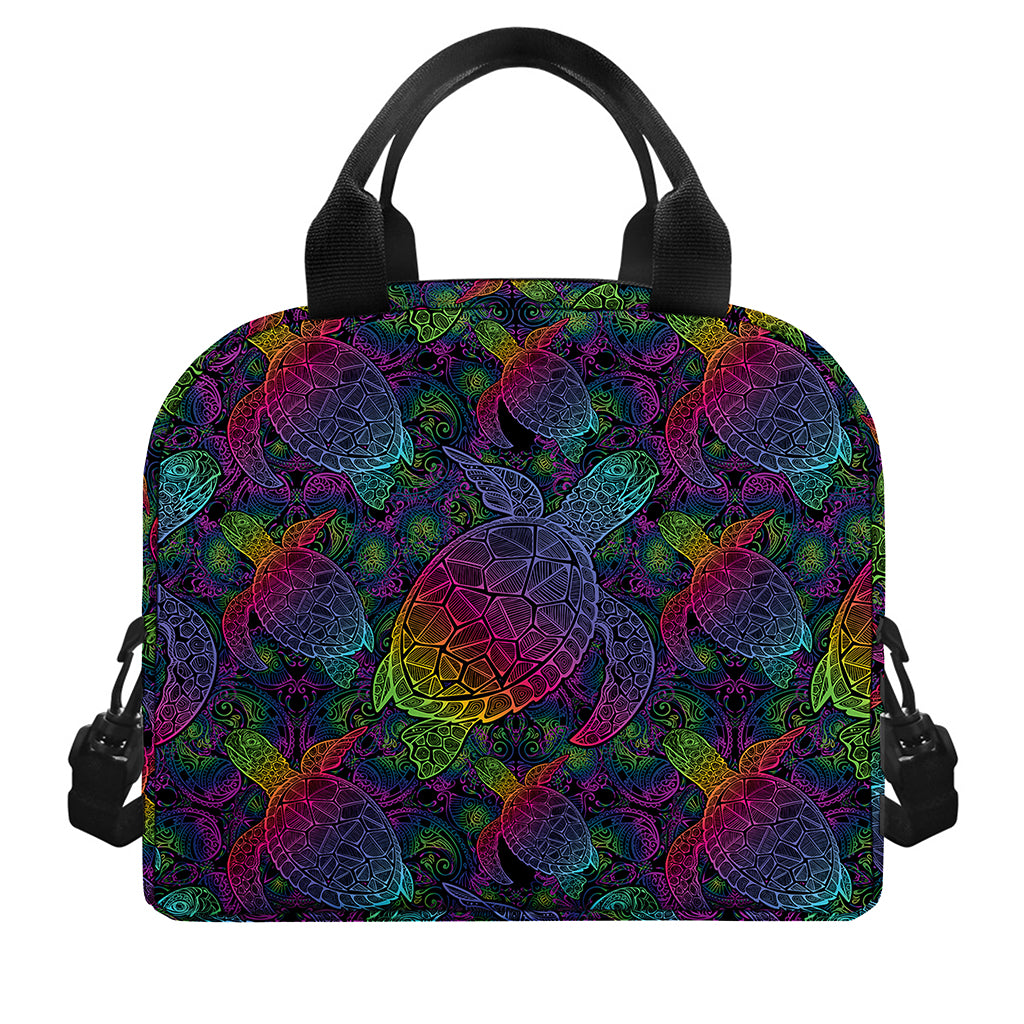 Colorful Sea Turtle Pattern Print Insulated Lunch Bag
