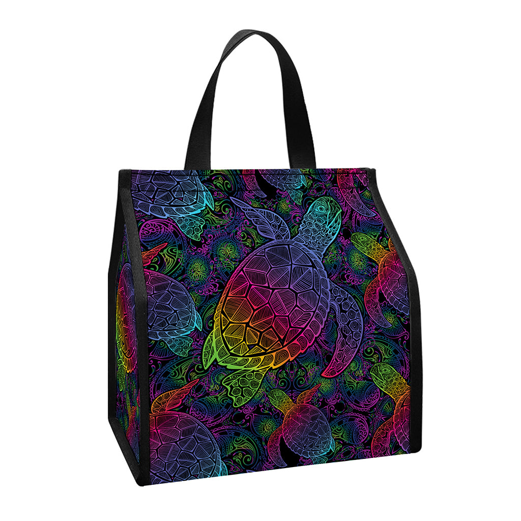 Colorful Sea Turtle Pattern Print Insulated Lunch Tote