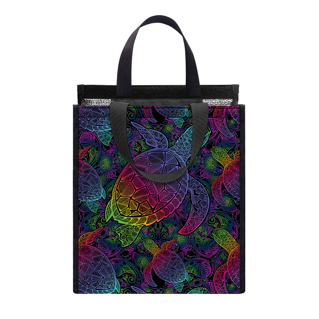 Colorful Sea Turtle Pattern Print Insulated Lunch Tote