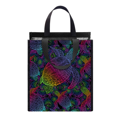 Colorful Sea Turtle Pattern Print Insulated Lunch Tote