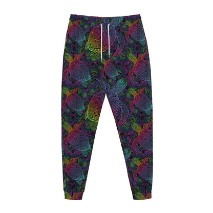 Colorful Sea Turtle Pattern Print Jogger Pants