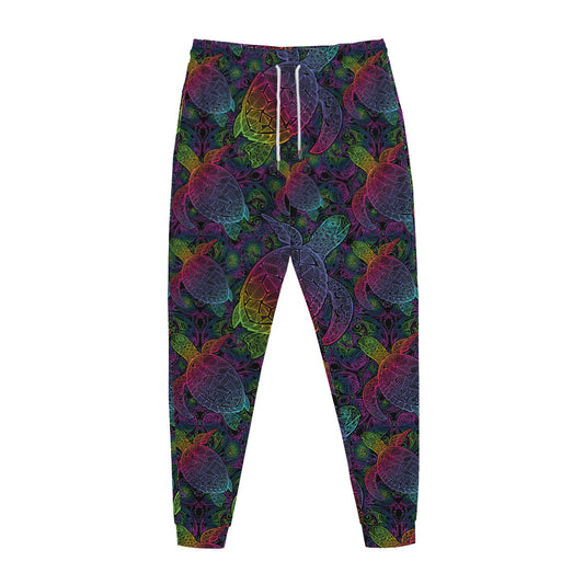 Colorful Sea Turtle Pattern Print Jogger Pants