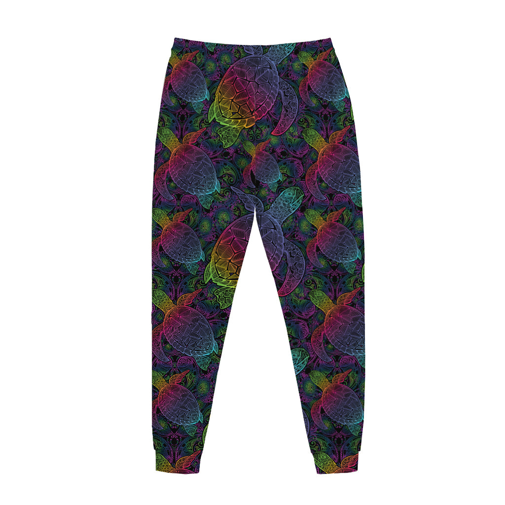 Colorful Sea Turtle Pattern Print Jogger Pants