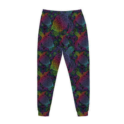 Colorful Sea Turtle Pattern Print Jogger Pants