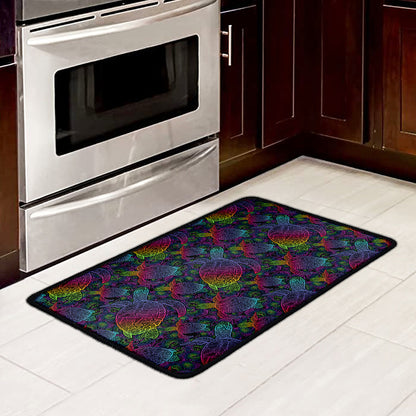 Colorful Sea Turtle Pattern Print Kitchen Mat