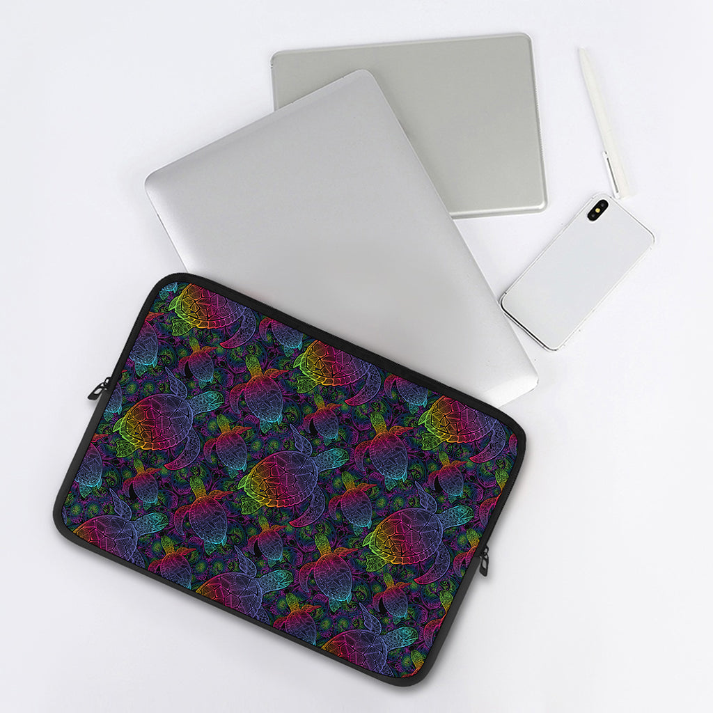 Colorful Sea Turtle Pattern Print Laptop Sleeve