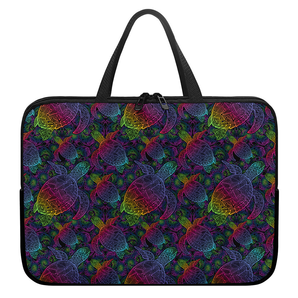 Colorful Sea Turtle Pattern Print Laptop Sleeve With Handle