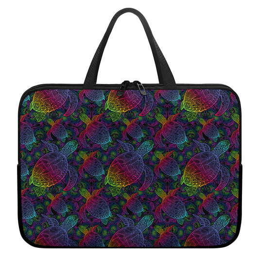 Colorful Sea Turtle Pattern Print Laptop Sleeve With Handle