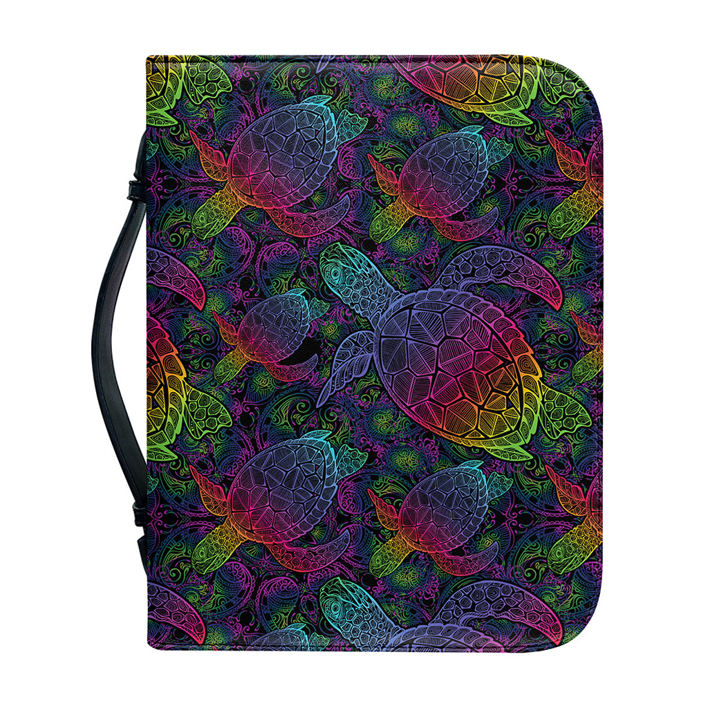 Colorful Sea Turtle Pattern Print Leather Bible Cover
