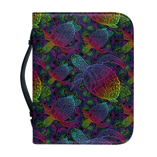 Colorful Sea Turtle Pattern Print Leather Bible Cover