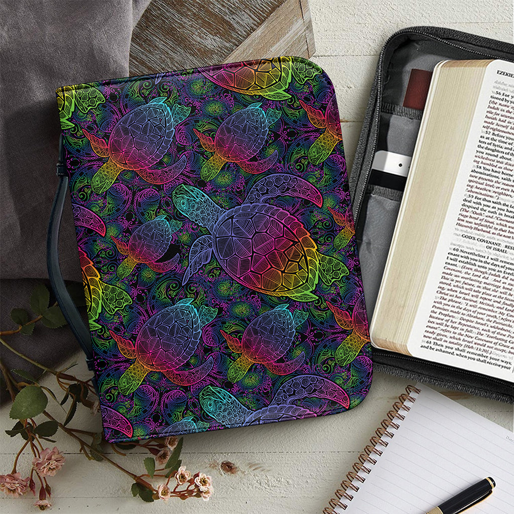 Colorful Sea Turtle Pattern Print Leather Bible Cover