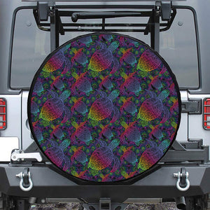 Colorful Sea Turtle Pattern Print Leather Spare Tire Cover