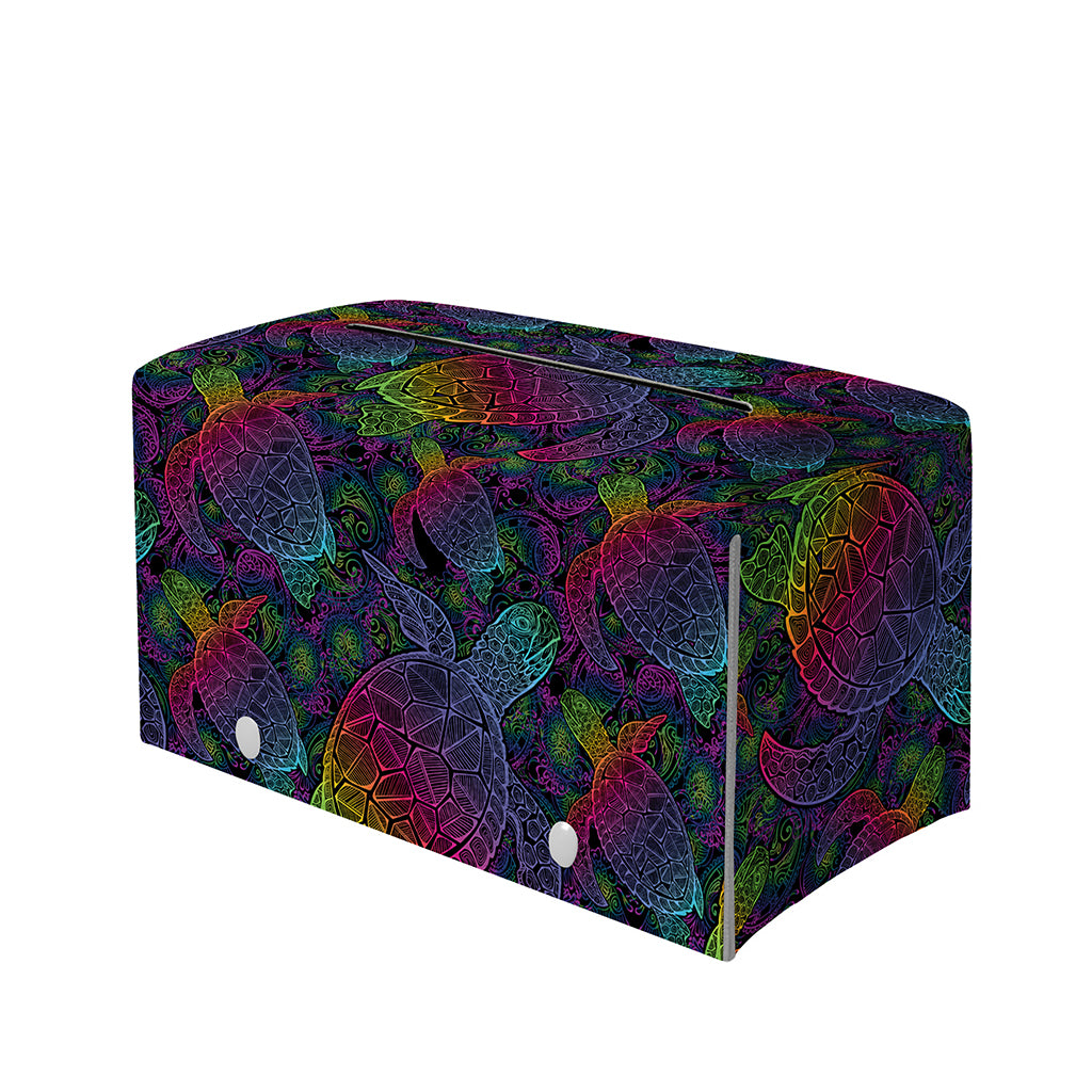 Colorful Sea Turtle Pattern Print Leather Tissue Box Cover