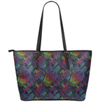 Colorful Sea Turtle Pattern Print Leather Tote Bag