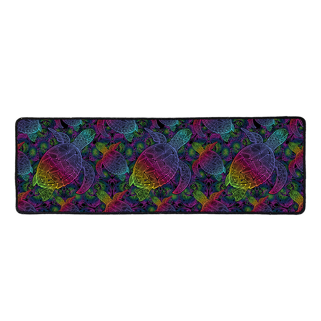 Colorful Sea Turtle Pattern Print Long Kitchen Mat