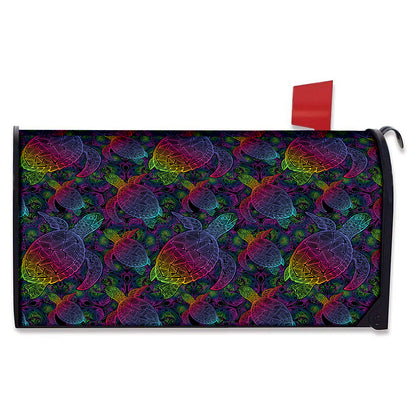 Colorful Sea Turtle Pattern Print Mailbox Cover